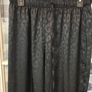 Shein Black on Black Tonal Animal Print Satin Pajama Pants Large‎ Glam Lounge